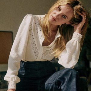 Sezane Jazz White Blouse FR38